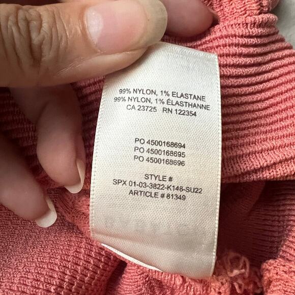 Aritzia Babaton Pink Ribbed V Neck Crop Top Size S - Picture 6 of 6